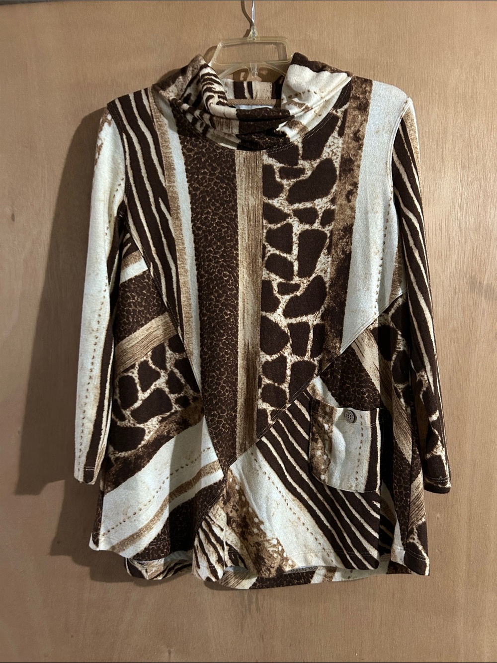 Multiples Brown and Cream Animal & Stripe Print Tunic